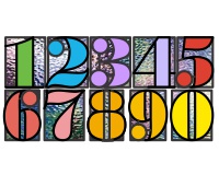 (image for) 0 - 9, Bodini font, separate numbers for stained glass