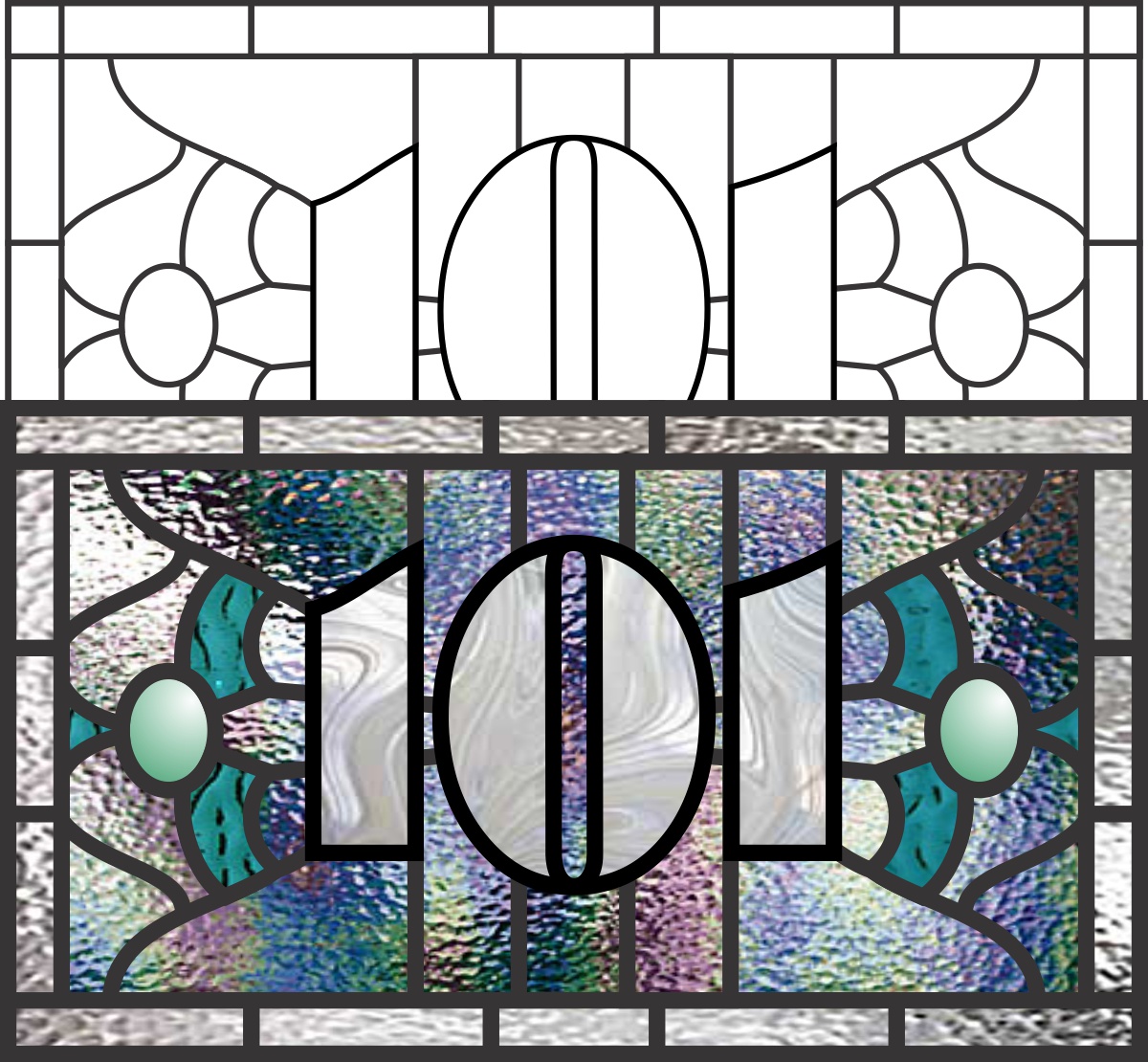 (image for) 101 house number transom pattern, stained glass, pdf