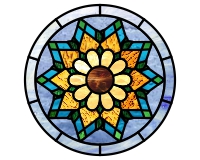 (image for) 10 petal flower round border stained glass pattern