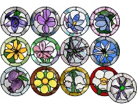 (image for) 13 spring flowers and border bundle (round suncatcher patterns)