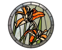 (image for) 2 day lilies round (stained glass pattern)