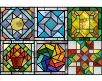 (image for) 6 quilt block patterns for stained glass