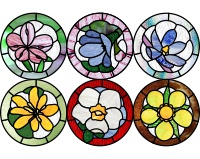 (image for) 6 Spring beauty bundle (6 flower patterns, stained glass)