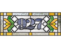 (image for) 927 var 2 house number transom stained glass pattern
