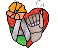 (image for) ASL heart bouquet suncatcher - "A" stained glass pattern