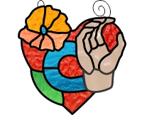 (image for) ASL heart bouquet suncatcher - "C" stained glass pattern