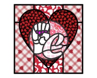 (image for) ASL E heart square quilt glass (block interchangeable patterns)