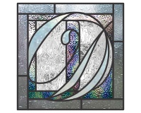 (image for) Letter D doubled up simpler, pattern for stained glass
