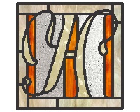 (image for) Letter H doubled up simpler var1, two fonts, bold and script pattern for stained glass