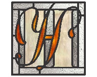 (image for) Letter H doubled up simpler, two fonts, bold and script pattern for stained glass