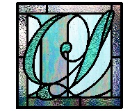 (image for) Letter L doubled up simpler, bold and script font, pattern for stained glass