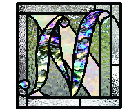 (image for) Letter N doubled up simpler, two fonts, bold and script pattern for stained glass