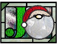 stained glass alphabets, Santa Claus alphabet pattern, round santa, letter J, stained glass