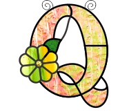 (image for) Ornamental simple "Q" stained glass suncatcher pattern