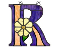 (image for) Ornamental simple "R" stained glass suncatcher pattern