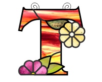 (image for) Ornamental simple "T" stained glass suncatcher pattern