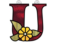 (image for) Ornamental simple "U" stained glass suncatcher pattern