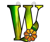 (image for) Ornamental simple "W" stained glass suncatcher pattern