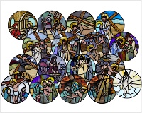 (image for) All 16 Stations of the Cross Stained glass mosaic