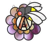 (image for) Alphabet flower, bee and A (suncatcher)