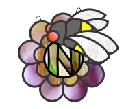 (image for) Alphabet flower, bee and N (suncatcher)