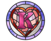 (image for) Alphabet broken hearts "K" var1 round