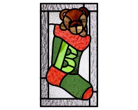 teddy bear in a christmas stocking pattern for stained glass