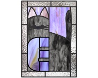 (image for) Alphabet crazy cat D, pattern for stained glass