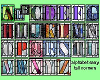 Tall letters, A - Z, one border, easy, patterns for stained glass