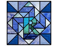 (image for) Alphabet flyfeet quilt block, letter "R"