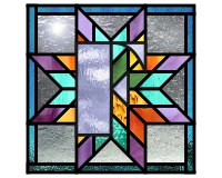 (image for) Alphabet lone star "F" (quilt block stained glass pattern)