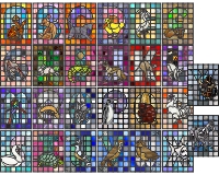 animals and squares and alphabet, stained glass patterns