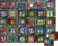 easy stained glass alphabet, dimensional blocks, baby block patterns, glass painting