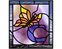 stained glass alphabets, butterfly and letter C stained glass initial and monogram pattern