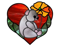 heart flower and teddy bear stained glass suncatcher pattern