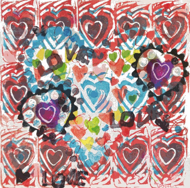 (image for) Street art heart 9, and 8 variations of digitizing this original drawing
