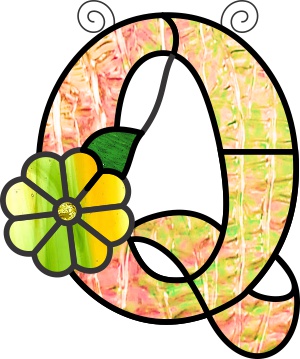 (image for) Ornamental simple "Q" stained glass suncatcher pattern - Click Image to Close