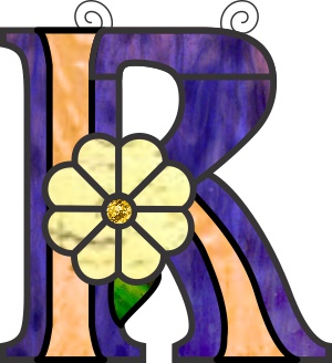 (image for) Ornamental simple "R" stained glass suncatcher pattern - Click Image to Close