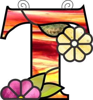 (image for) Ornamental simple "T" stained glass suncatcher pattern - Click Image to Close