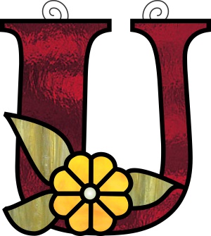(image for) Ornamental simple "U" stained glass suncatcher pattern - Click Image to Close
