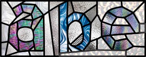 (image for) Abe, stained glass pattern, lower case letters - Click Image to Close