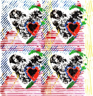 (image for) Heart stamps, 4 variations, 4 hearts, printable, digital file, pdf - Click Image to Close