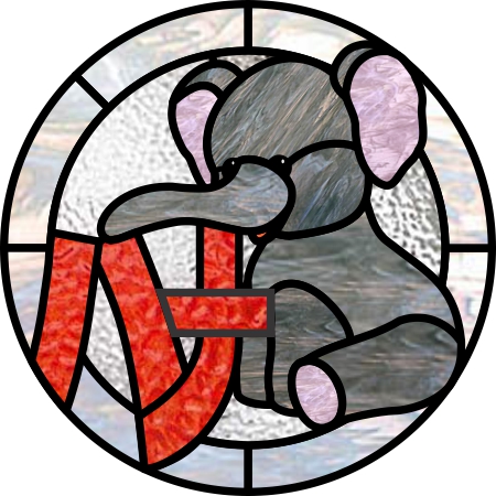 (image for) Elephant pattern, round, border, and name Hana in Japanese - Click Image to Close