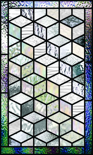 (image for) Tumbling blocks, (edit from quilt 13) stained glass window pattern - Click Image to Close
