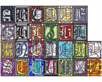 old english alphabet A - Z for stained glass suncatchers