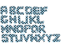 (image for) Stamp font, street art, checkers, decal letters separate pages, A to Z