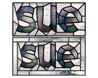 (image for) Sue, crazy font, stained glass pattern