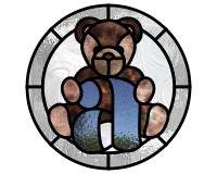 letter "a" english and cute teddy bear stained glass patterns