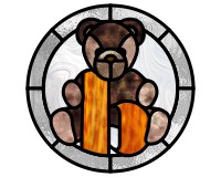 teddy bear, letter "b" children's stained glass pattern