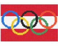 (image for) xst Austria, flag and olympic rings cross stitch pattern